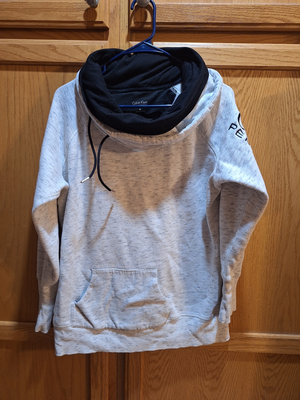 Calvin Klein Performance Women's Light Gray Pullover with Black Funnel Neck